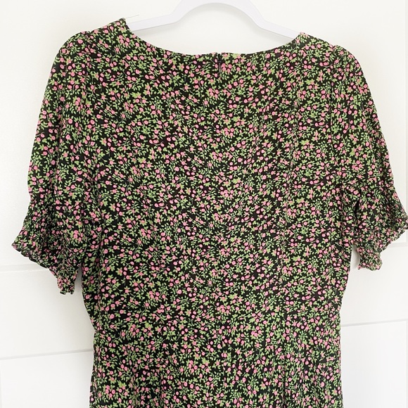 J Crew Smocked Sleeve Floral Print Midi Dress Sz 8 Cottagecore Romantic - Picture 9 of 9